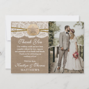 The Rustic Sand Dollar Beach Wedding Collection Thank You Card