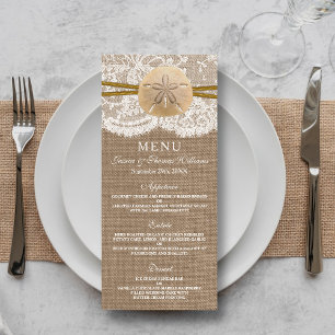 The Rustic Sand Dollar Wedding Collection Menu