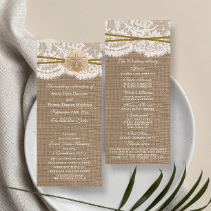 The Rustic Sand Dollar Wedding Collection Programs Rack Card