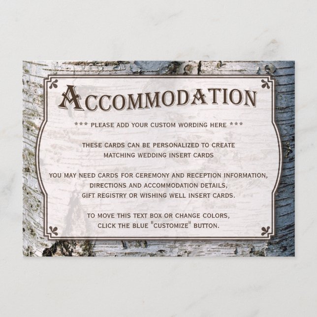 The Rustic Silver Birch Tree Wedding Collection Enclosure Card (Front)