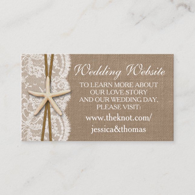 The Rustic Starfish Beach Wedding Collection Enclosure Card (Front)