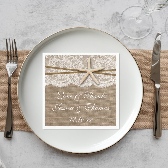 The Rustic Starfish Beach Wedding Collection Napkin (Creator Uploaded)