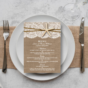The Rustic Starfish Wedding Collection Menu Cards