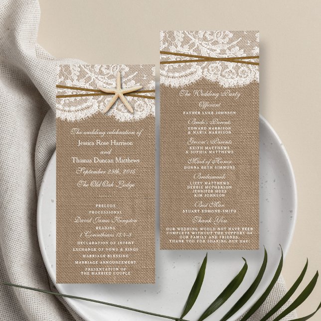 The Rustic Starfish Wedding Collection Programs Rack Card (Creator Uploaded)