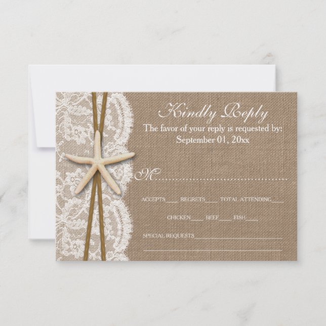 The Rustic Starfish Wedding Collection RSVP Card (Front)