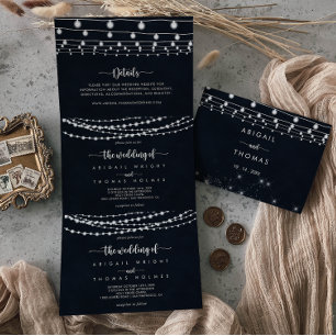 The Rustic String Lights Trifold Wedding of