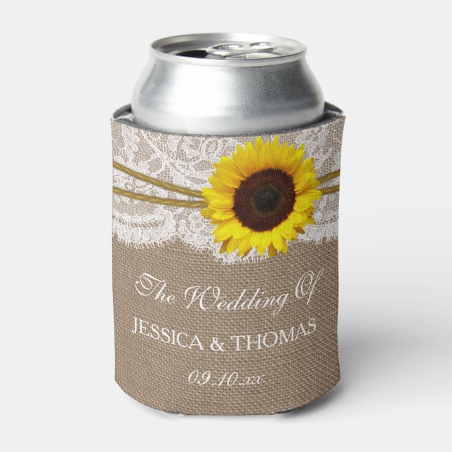 The Rustic Sunflower Wedding Collection Can Cooler (Can Front)