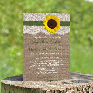 The Rustic Sunflower Wedding Collection - Green Invitation