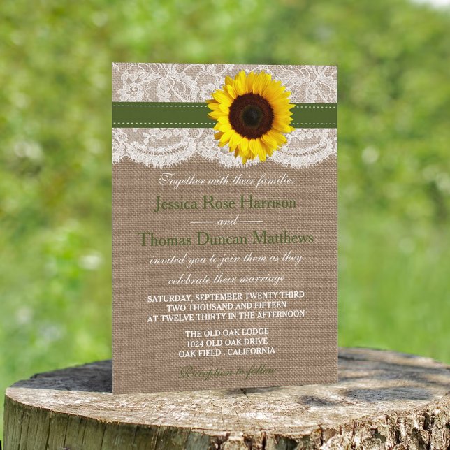 The Rustic Sunflower Wedding Collection - Green Invitation (Creator Uploaded)