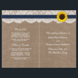The Rustic Sunflower Wedding Collection - Navy<br><div class="desc">The rustic sunflower collection is a stunning design featuring a lovely rustic burlap effect background with a romantic vintage white lace effect trim finished with a stunning sunflower and navy blue ribbon. These programs can be personalised for your special occasion and would make the perfect template for weddings, bridal showers,...</div>