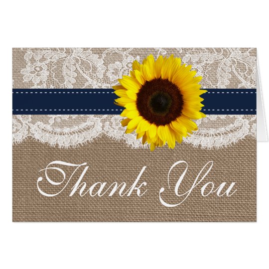 The Rustic Sunflower Wedding Collection - Navy Card