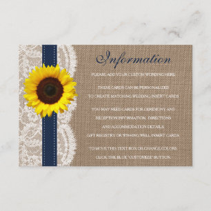The Rustic Sunflower Wedding Collection - Navy Enclosure Card