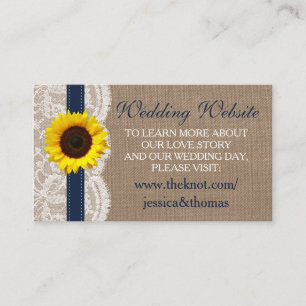 The Rustic Sunflower Wedding Collection - Navy Enclosure Card
