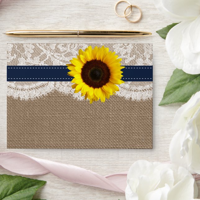 The Rustic Sunflower Wedding Collection - Navy Envelope (Wedding)