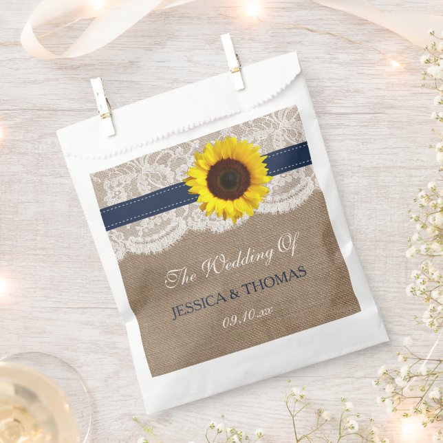 The Rustic Sunflower Wedding Collection - Navy Favour Bag (Clipped)