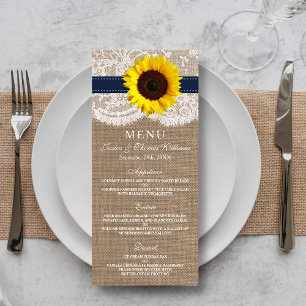 The Rustic Sunflower Wedding Collection - Navy Menu