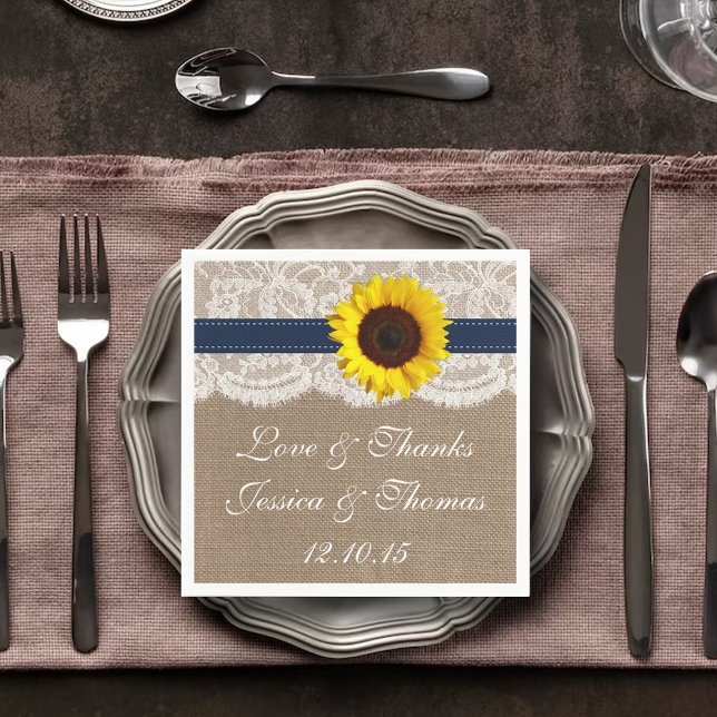 The Rustic Sunflower Wedding Collection - Navy Napkin (Creator Uploaded)