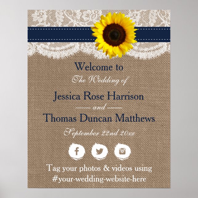 The Rustic Sunflower Wedding Collection - Navy Poster (Front)