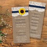 The Rustic Sunflower Wedding Collection - Navy Program<br><div class="desc">The rustic sunflower collection is a stunning design featuring a lovely rustic burlap effect background with a romantic vintage white lace effect trim finished with a stunning sunflower and navy blue ribbon. These programs can be personalised for your special occasion and would make the perfect template for weddings, bridal showers,...</div>