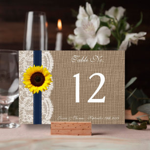 The Rustic Sunflower Wedding Collection - Navy Table Number