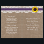 The Rustic Sunflower Wedding Collection - Purple<br><div class="desc">The rustic sunflower collection is a stunning design featuring a lovely rustic burlap effect background with a romantic vintage white lace effect trim finished with a stunning sunflower and purple ribbon. These programs can be personalised for your special occasion and would make the perfect template for weddings, bridal showers, engagement...</div>