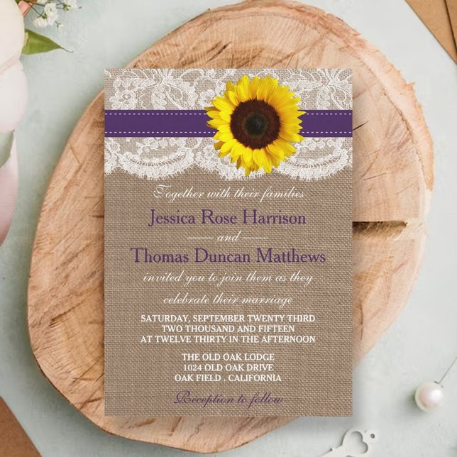 The Rustic Sunflower Wedding Collection - Purple Invitation (Creator Uploaded)