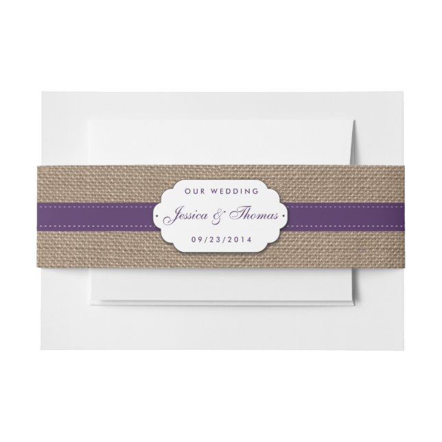 The Rustic Sunflower Wedding Collection - Purple Invitation Belly Band (Front Example)