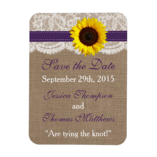 The Rustic Sunflower Wedding Collection - Purple Magnet