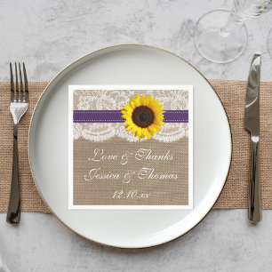 The Rustic Sunflower Wedding Collection - Purple Napkin