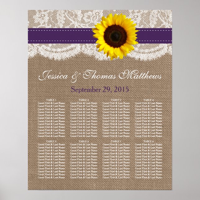 The Rustic Sunflower Wedding Collection - Purple Poster (Front)