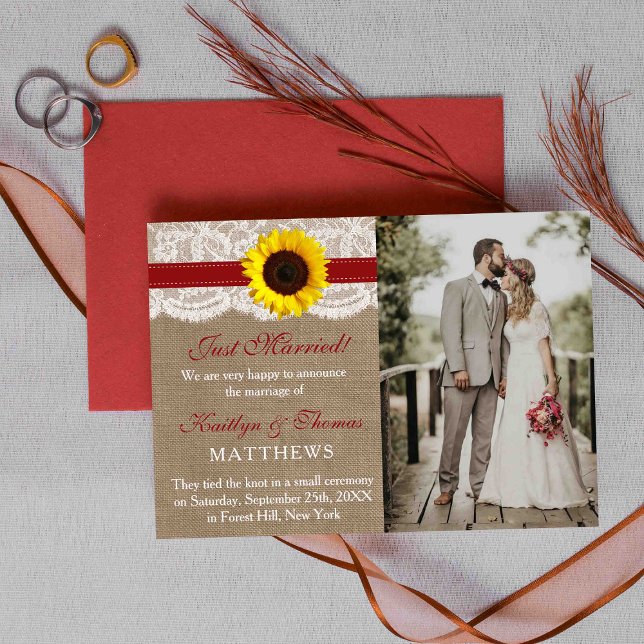 The Rustic Sunflower Wedding Collection - Red Announcement (Creator Uploaded)