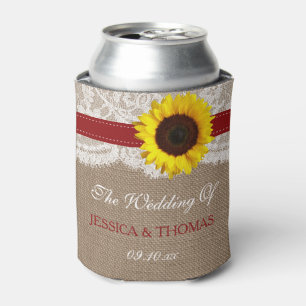 The Rustic Sunflower Wedding Collection - Red Can Cooler