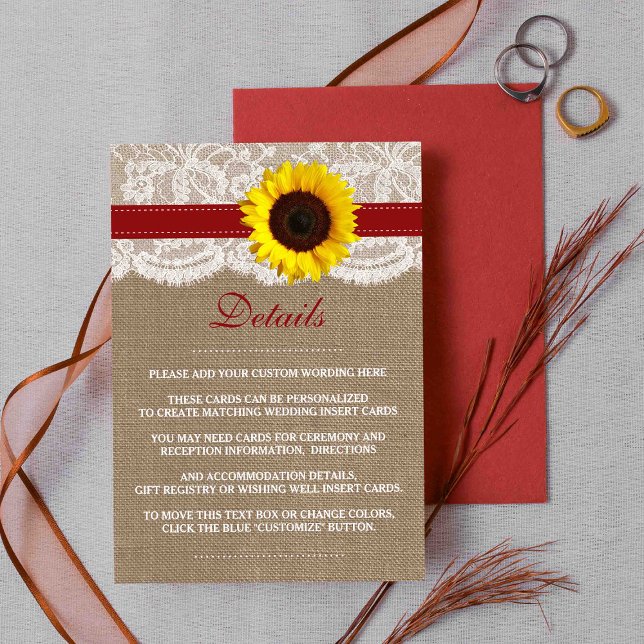The Rustic Sunflower Wedding Collection - Red Enclosure Card (Creator Uploaded)