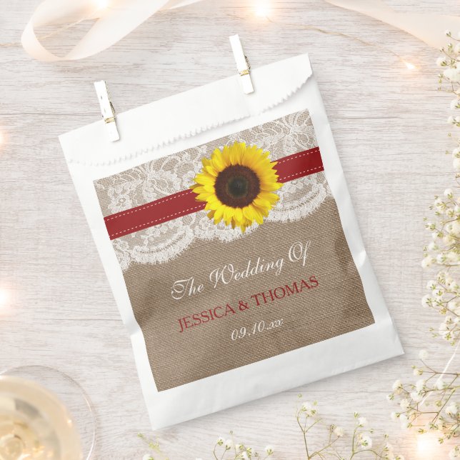 The Rustic Sunflower Wedding Collection - Red Favour Bag (Clipped)