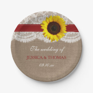 The Rustic Sunflower Wedding Collection - Red Paper Plate