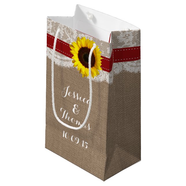 The Rustic Sunflower Wedding Collection - Red Small Gift Bag (Front Angled)