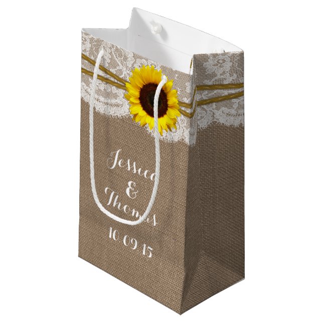 The Rustic Sunflower Wedding Collection Small Gift Bag (Front Angled)
