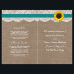 The Rustic Sunflower Wedding Collection - Teal<br><div class="desc">The rustic sunflower collection is a stunning design featuring a lovely rustic burlap effect background with a romantic vintage white lace effect trim finished with a stunning sunflower and teal ribbon. These programs can be personalised for your special occasion and would make the perfect template for weddings, bridal showers, engagement...</div>