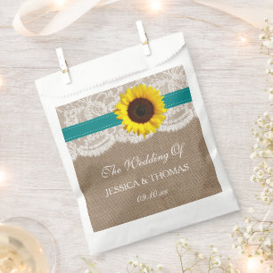 The Rustic Sunflower Wedding Collection - Teal Favour Bag