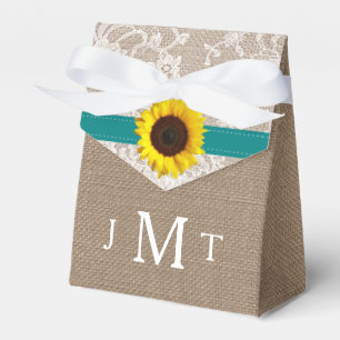 The Rustic Sunflower Wedding Collection - Teal Favour Box