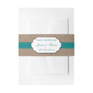 The Rustic Sunflower Wedding Collection - Teal Invitation Belly Band