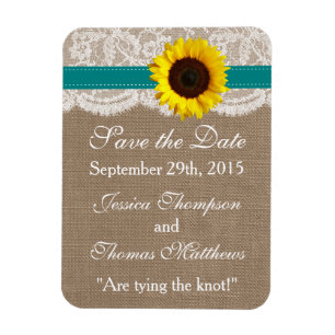 The Rustic Sunflower Wedding Collection - Teal Magnet