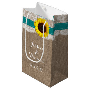 The Rustic Sunflower Wedding Collection - Teal Small Gift Bag
