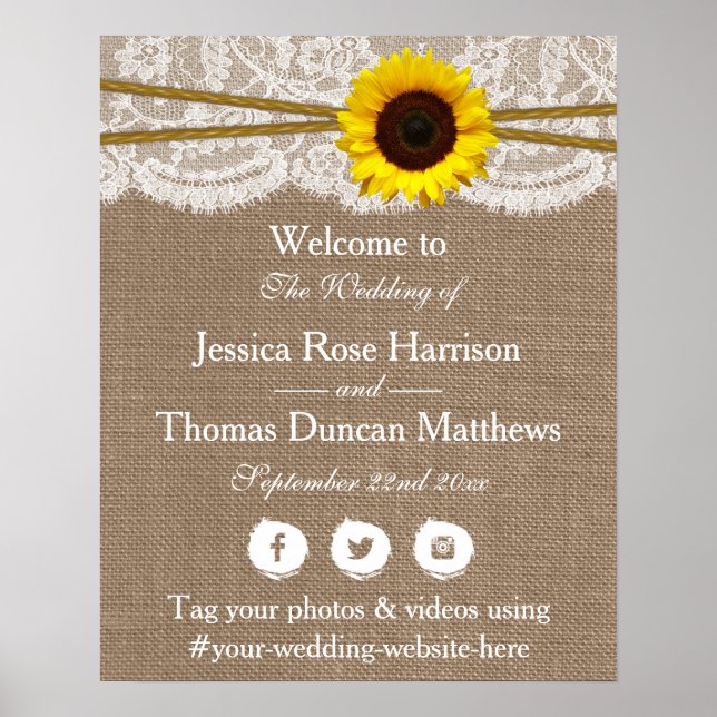 The Rustic Sunflower Wedding Collection Welcome Poster (Front)
