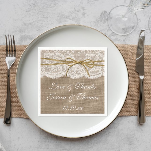 The Rustic Twine Bow Wedding Collection Napkin (Creator Uploaded)