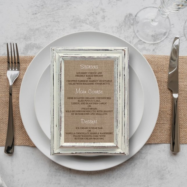 The Rustic White Frame & Burlap Wedding Collection Menu (Creator Uploaded)