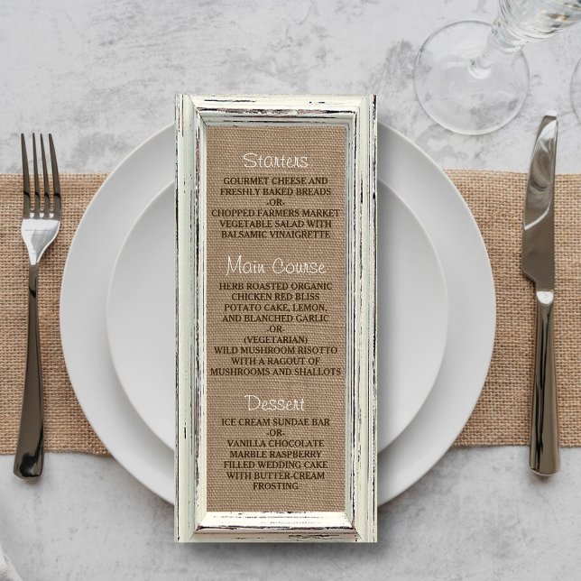 The Rustic White Frame & Burlap Wedding Collection Menu (Creator Uploaded)