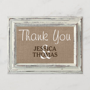 The Rustic White Frame & Burlap Wedding Collection Postcard
