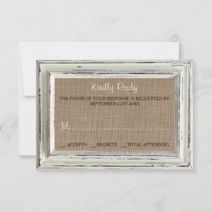 The Rustic White Frame & Burlap Wedding Collection RSVP Card