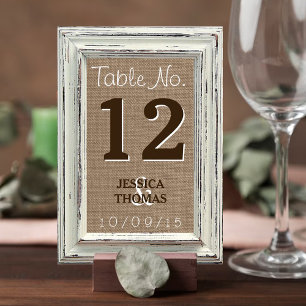 The Rustic White Frame & Burlap Wedding Collection Table Number